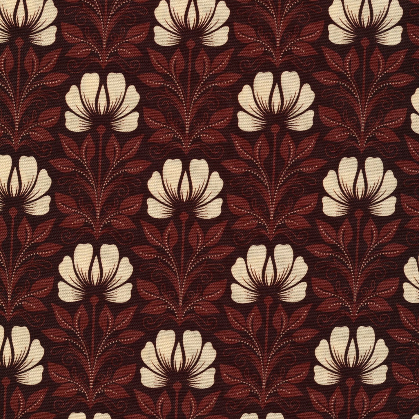 brown and ivory flowers on dark brown