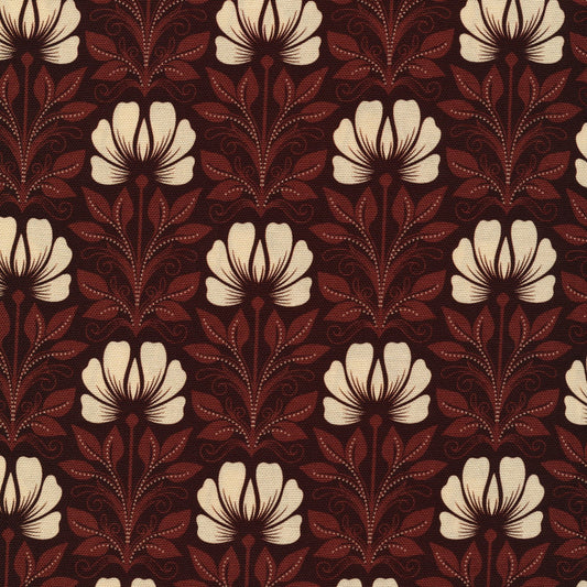 brown and ivory flowers on dark brown