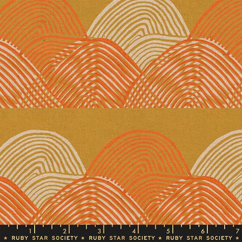 waves of orange and ivory on mustard