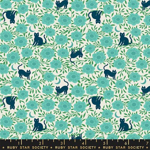 cats and flowers on mint