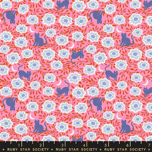 cats and flowers on pink