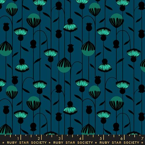blue, green and black flowers