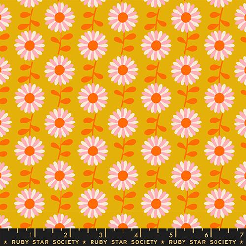 pink and orange flowers on yellow