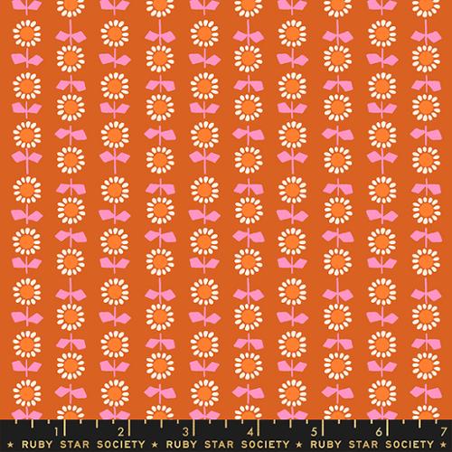 stripes of daisy flowers on orange