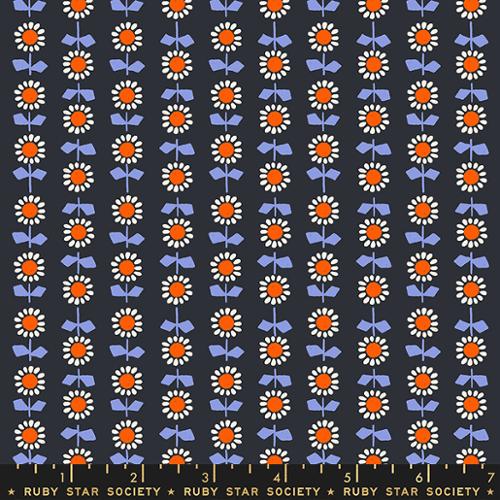 stripes of daisy flowers on soft black