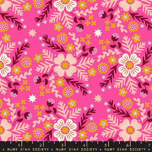 funky colorful retro flowers on pink