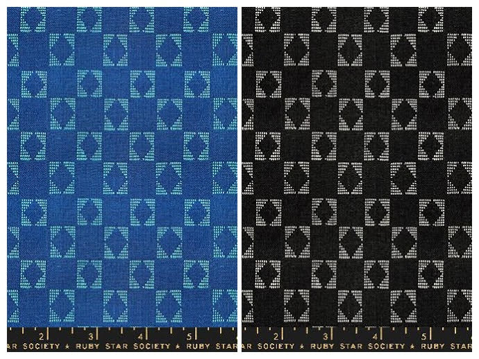 woven stars in blue and black