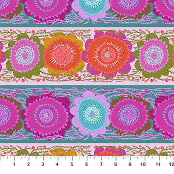 Colorful floral border pattern with a ruler at the bottom for scale.