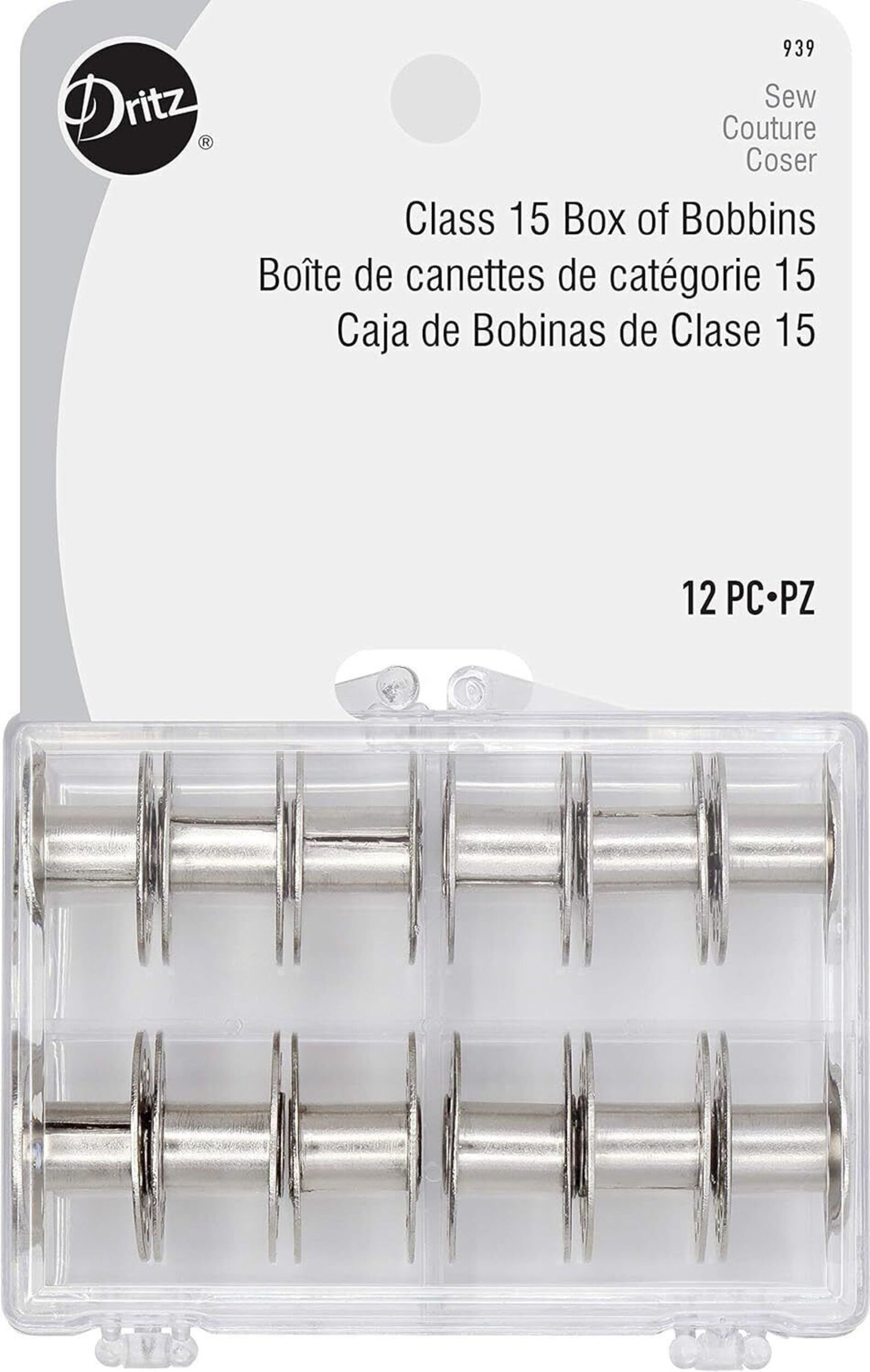 Dritz Class 15 Box of Bobbins - Metal
