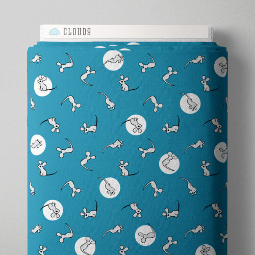 Cloud9 Fabrics - Goodnight Moon - Mouse (Blue)