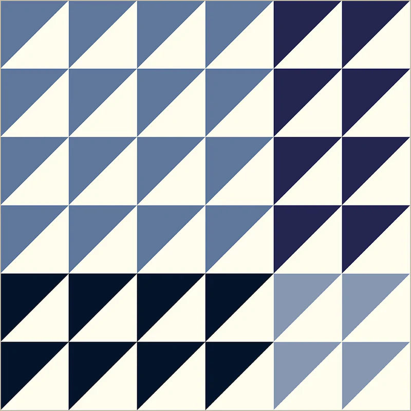 Diagonal pattern of blue and white triangles