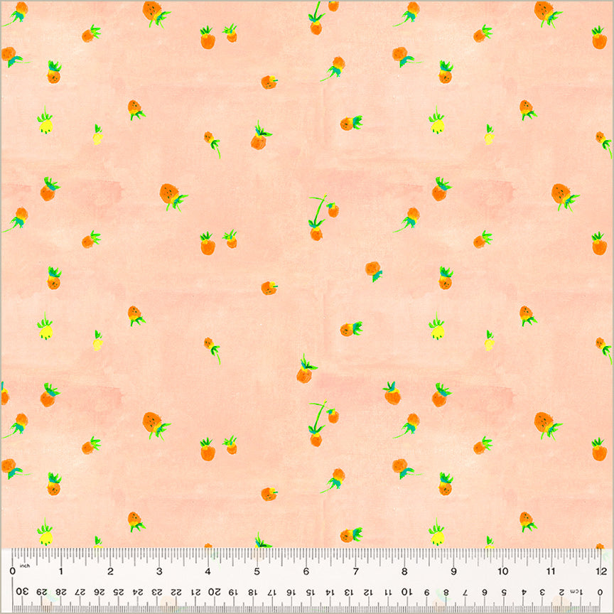 Wild light orange or yellow strawberries on blush background.