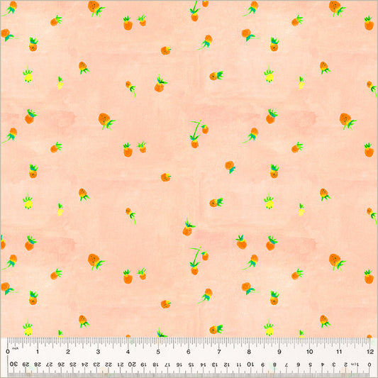 Wild light orange or yellow strawberries on blush background.