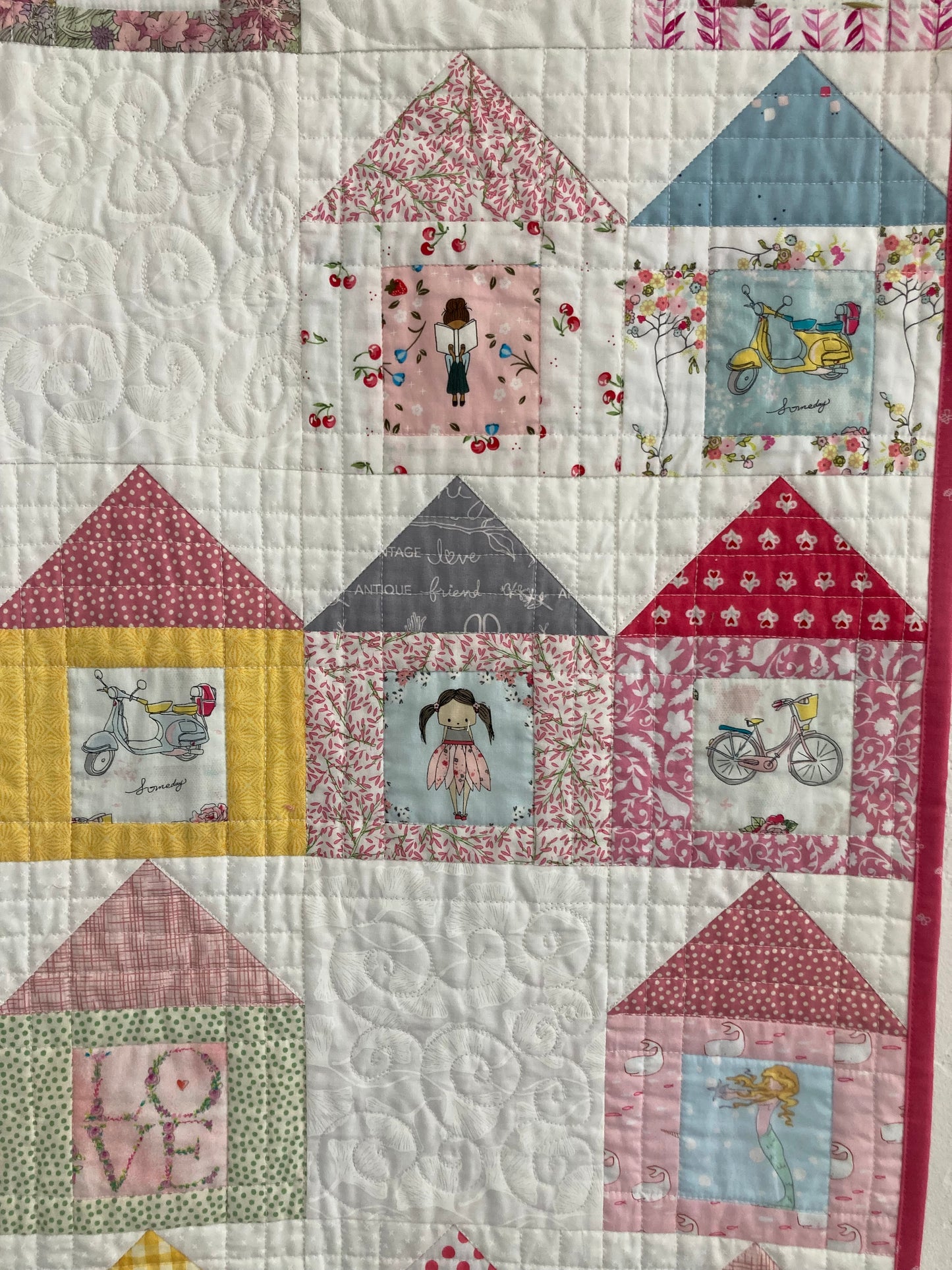 little house quilt blocks with fussy cut images