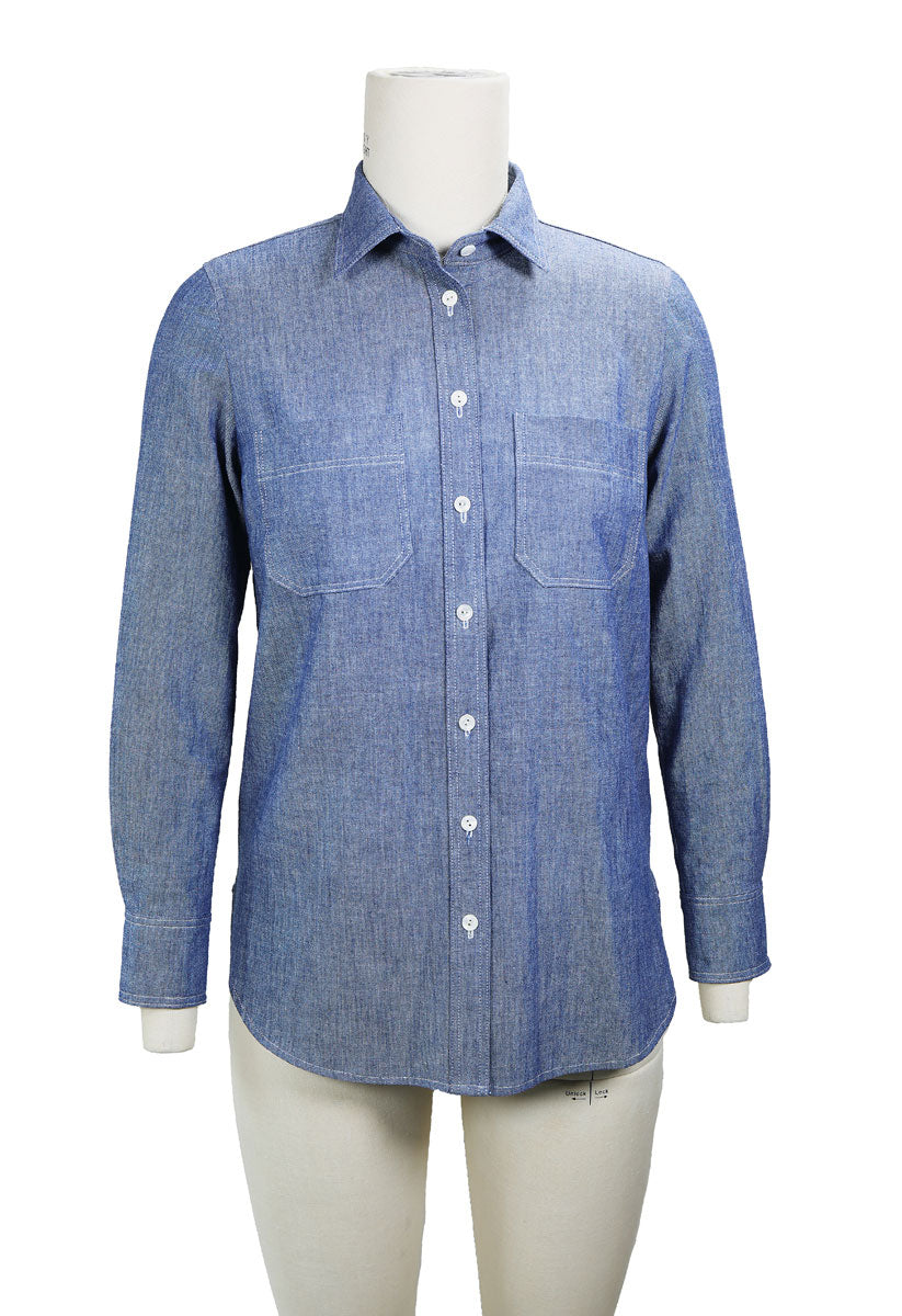 Blue checkered shirt on a mannequin against a white background