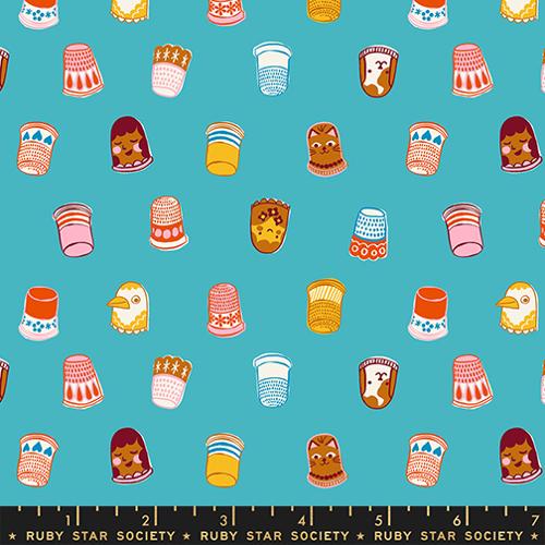 Turquoise Thimbles Novelty Fabric by Ruby Star Society and Moda