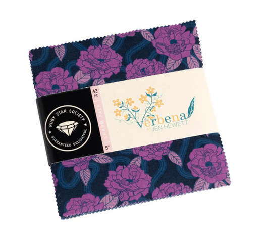 Floral patterned fabric bundle with 'Verbena' label on a white background