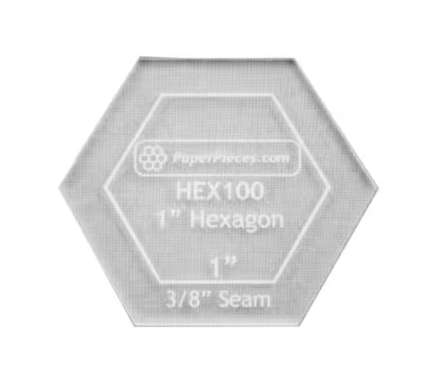 Acrylic hexagon template on a white background