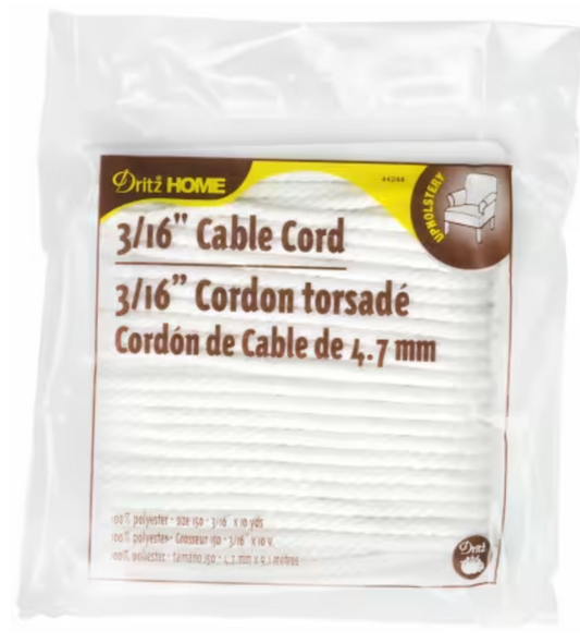 White cable cord in its packaging, with Dritz branding on the label.