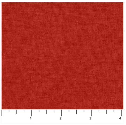Solid red fabric swatch with a measurement scale at the bottom