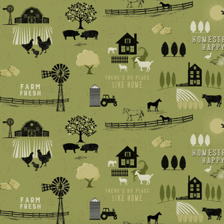Clothworks - Homesteading - Toile (Olive)