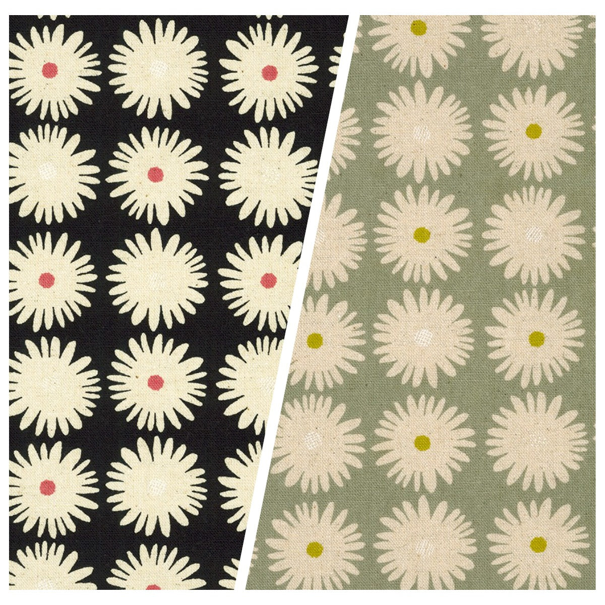 two color options for floral cotton flax canvas