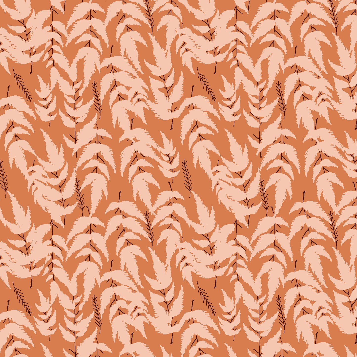 an orange swatch with a light leaf pattern
