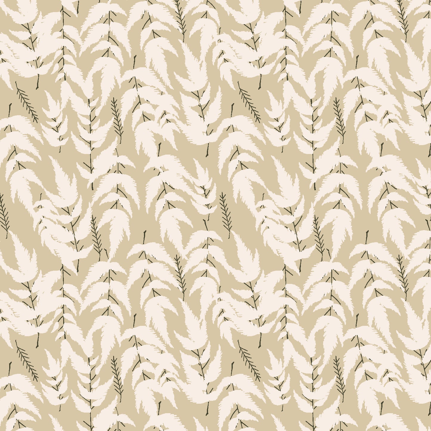 a beige and white leafy pattern
