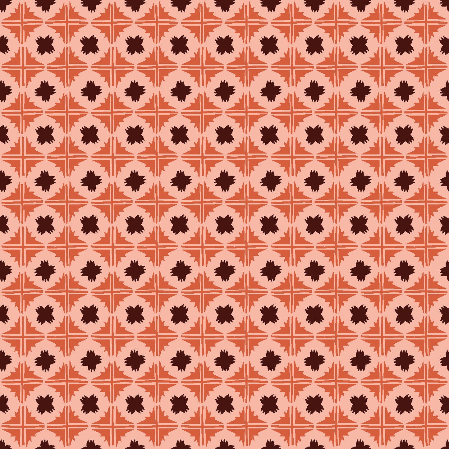geometric patterned tiled fabric in orange