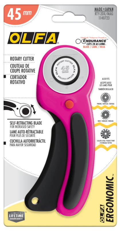 OLFA 45mm Ergonomic Rotary Cutter (Pink)