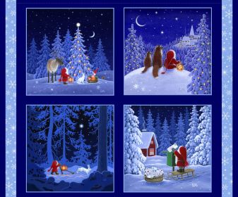 Tomtens Village cushion panel - Tomtens Village - Lewis & Irene - yard quilting fabric - digiprint fabric digital