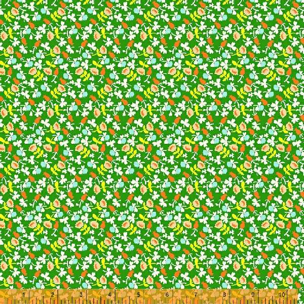 Green Calico - Lucky Rabbit - Heather Ross - Windham Fabrics - half yard quilting fabric