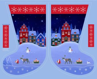Tomtens Village large stockings panel - Tomtens Village - Lewis & Irene - yard quilting fabric - digiprint fabric digital