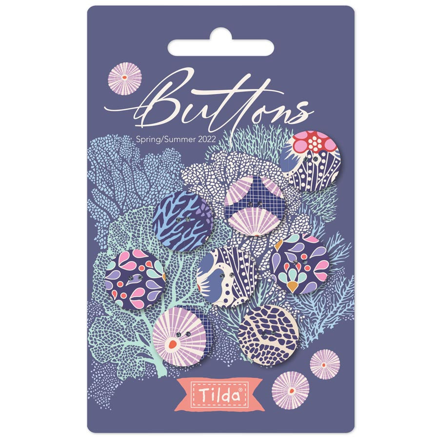 Cotton Beach Buttons Blue -Tilda - buttons