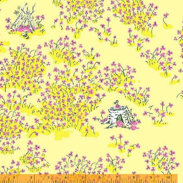 Yellow Fairy House - Lucky Rabbit - Heather Ross - Windham Fabrics - half yard quilting fabric