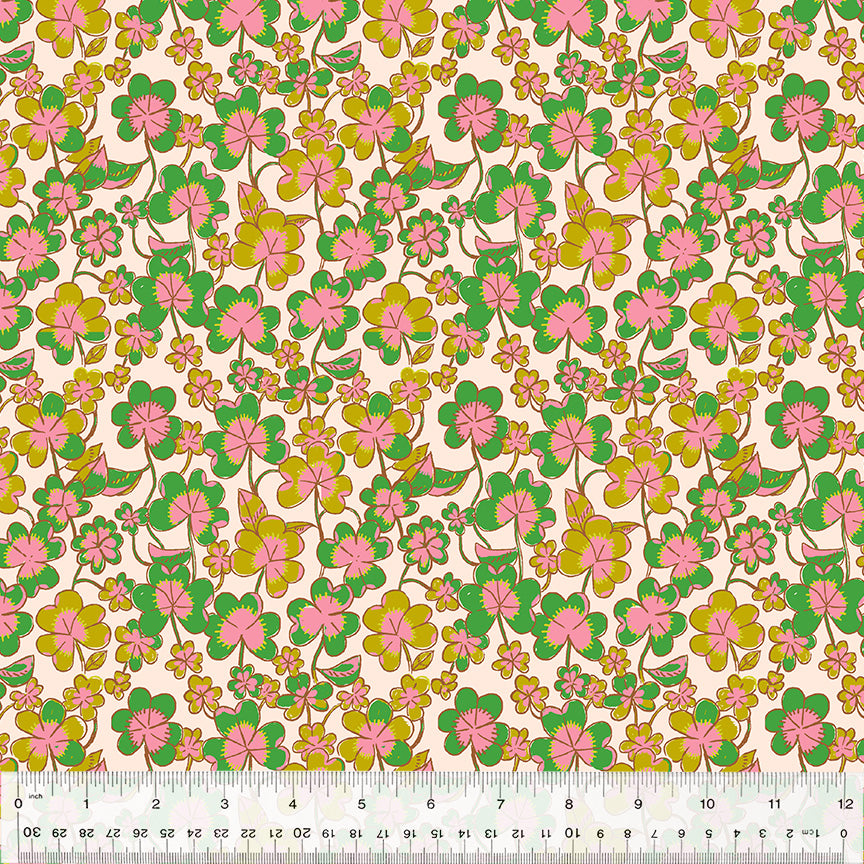 green clovers on pink