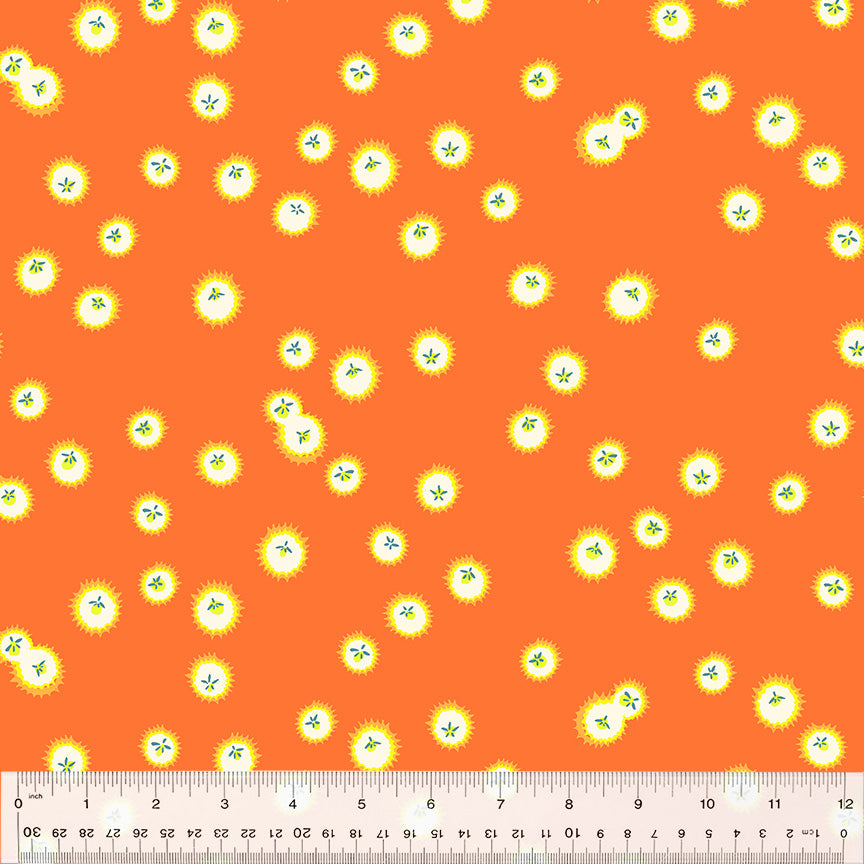 yellow fireflies on orange