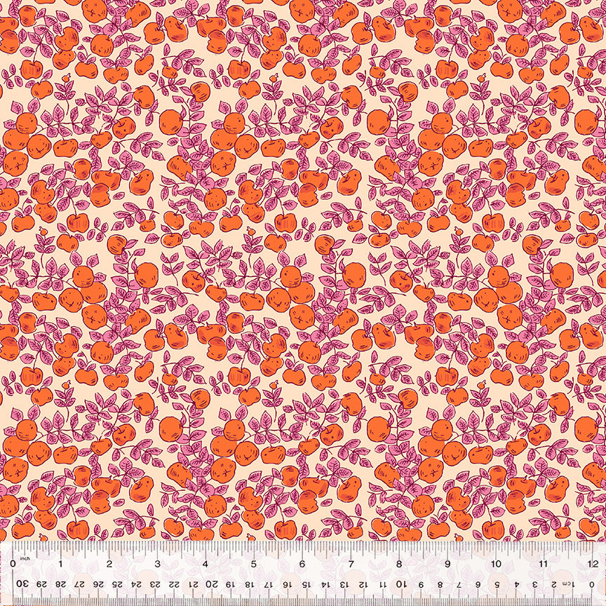 RED ORANGE APPLES ON PINK
