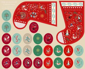 Lewis & Irene - The 12 Days of Christmas Stocking Panel