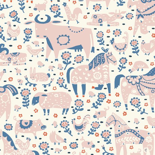 Barnyard Pink - Barnyard - Little House Cottons - GOTS certified organic cotton poplin - floral - 44" wide