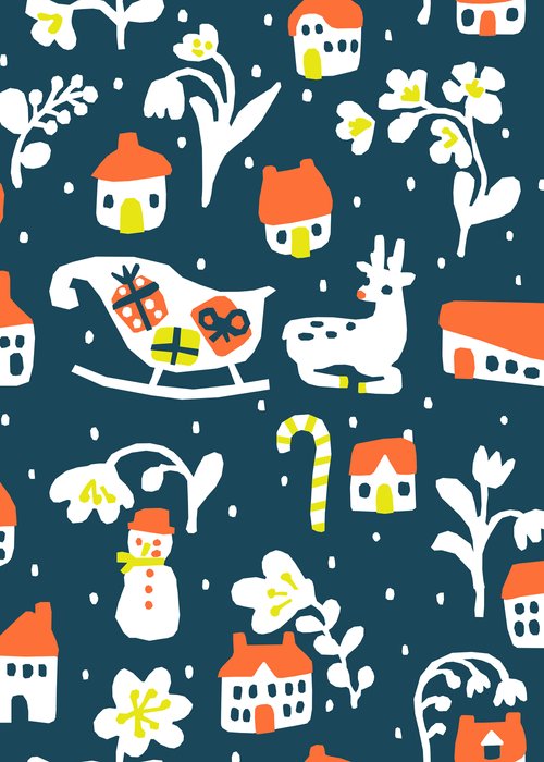 Waiting for Santa - Christmas Sweater - Little House Cottons - GOTS certified organic cotton poplin - floral - 44" wide