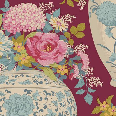 Flowervase Maroon 100459 - Chic Escape -Tilda - quilting cotton - half yard