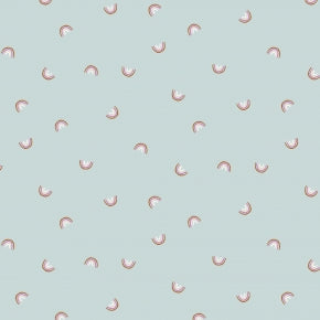 A light blue rainbow print