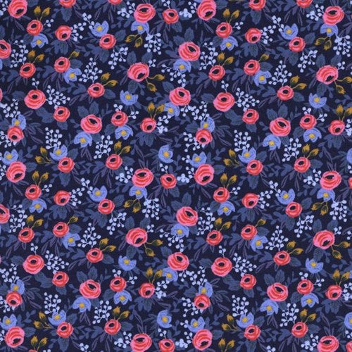 Rifle Paper Co Les Fleurs - Rosa - Periwinkle Fabric - Rifle Paper Co. - Cotton + Steel Fabric