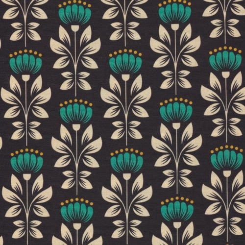 beige and green flowers on soft black