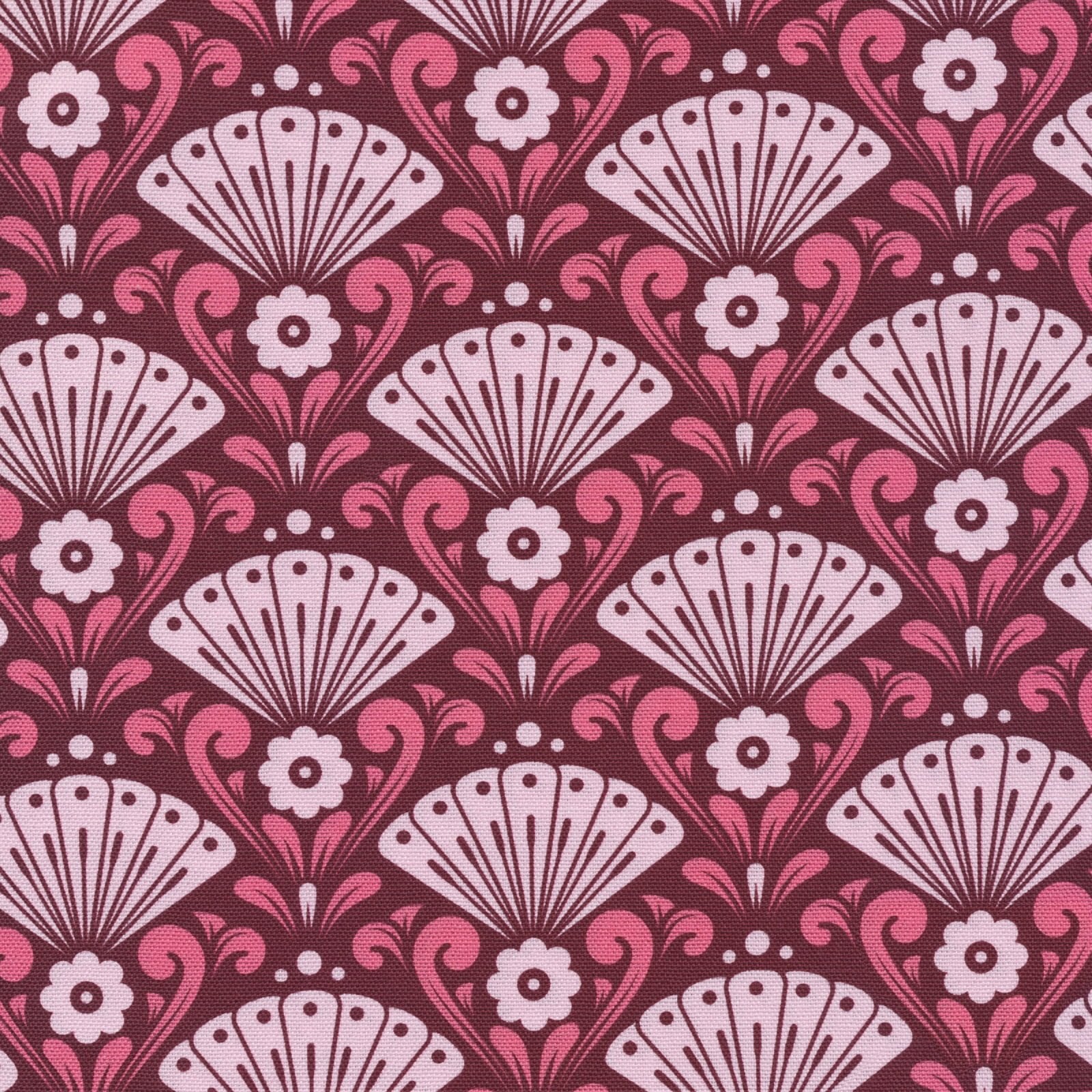 floral fan shapes in pink and purple