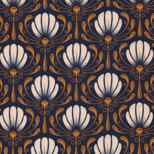 white and orange flowers on navy