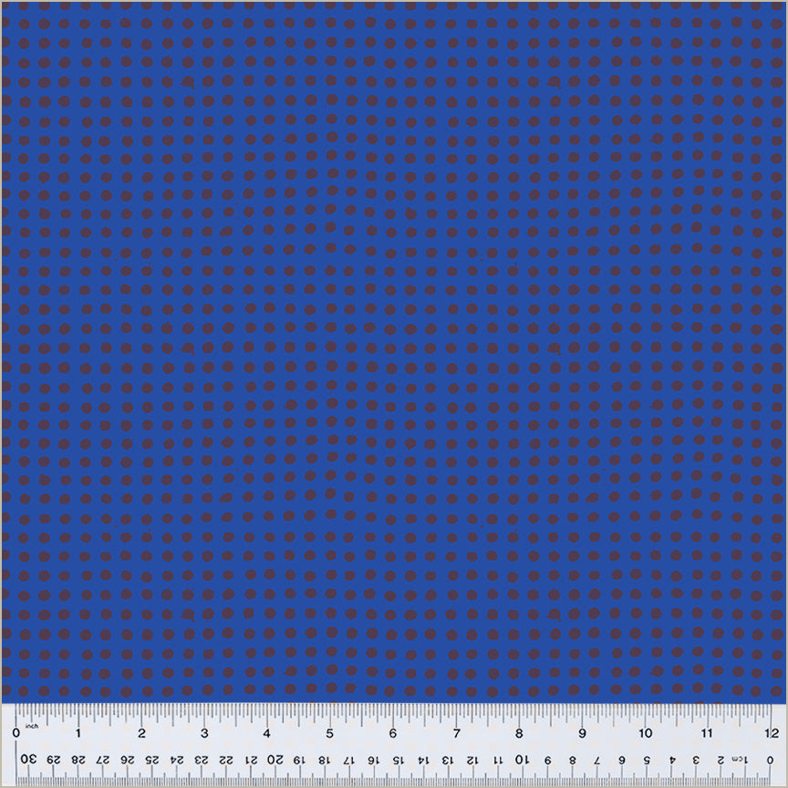 Dots pattern. Majorelle/Ink color. dark blue background with brownish dots in rows throughout.