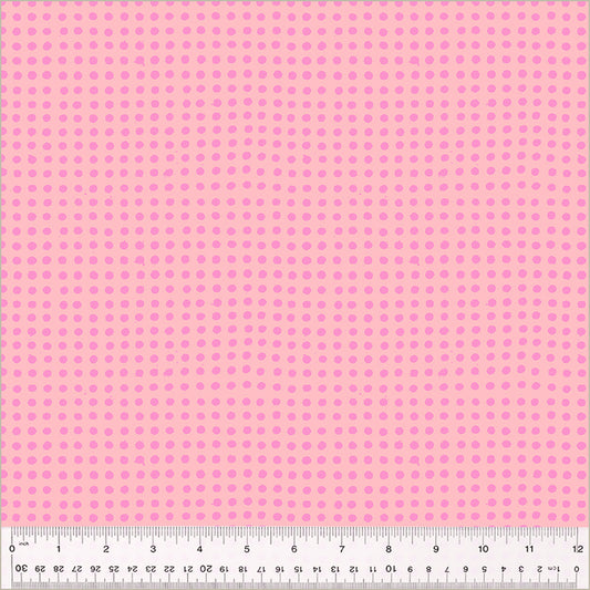 Dots pattern. Vervain/Posy color. light pink background with pink dots in rows throughout.