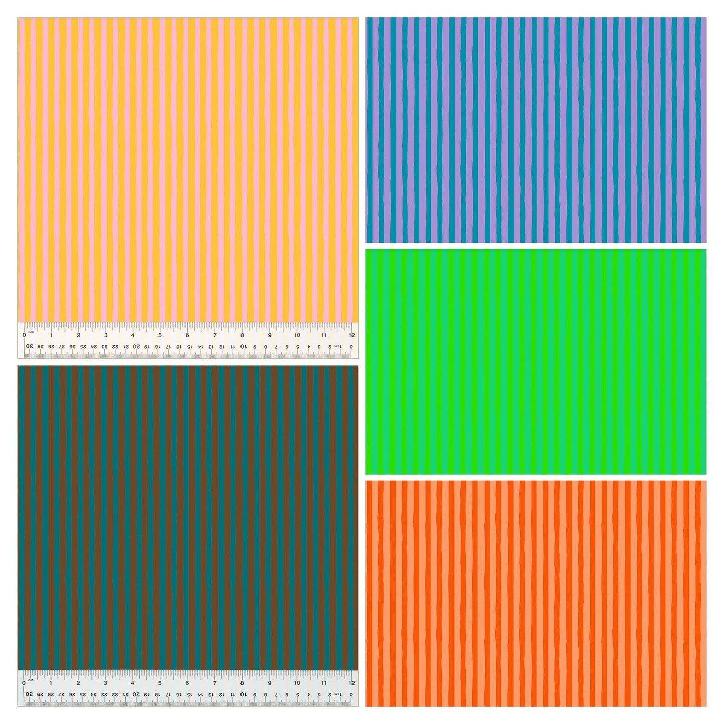 Collage of the five different drawn stripe designs. see each design for details.